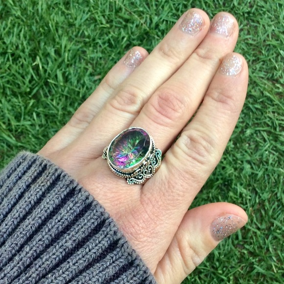 (SOLD)Mystic Topaz Sterling Silver Ring - Picture 2 of 5